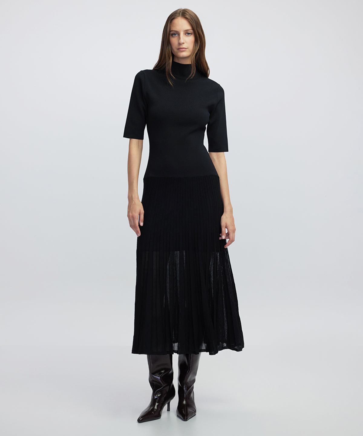 Pleated Knit Dress