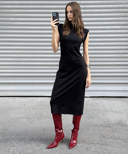 Knit Dress with Shoulder Pads
