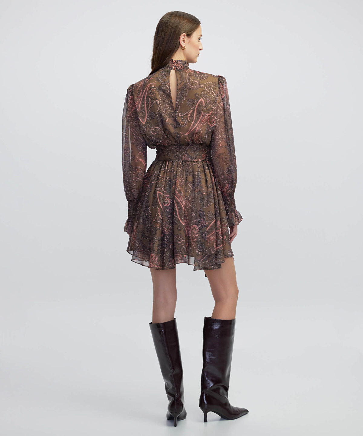 Zoomed Printed High Neck Dress