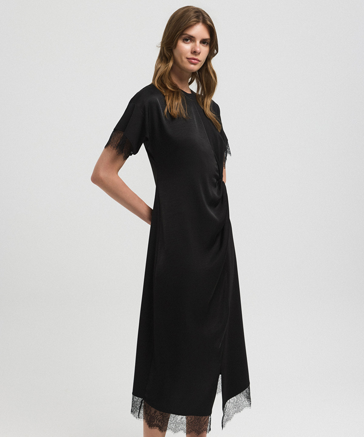 Zoomed Lace-Trimmed Dress