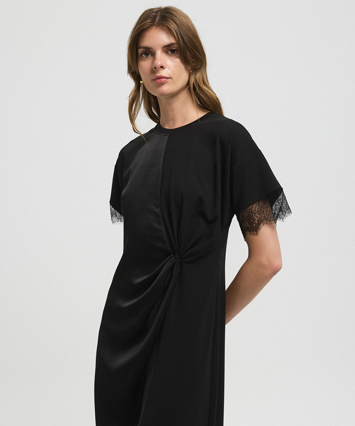 Zoomed Lace-Trimmed Dress