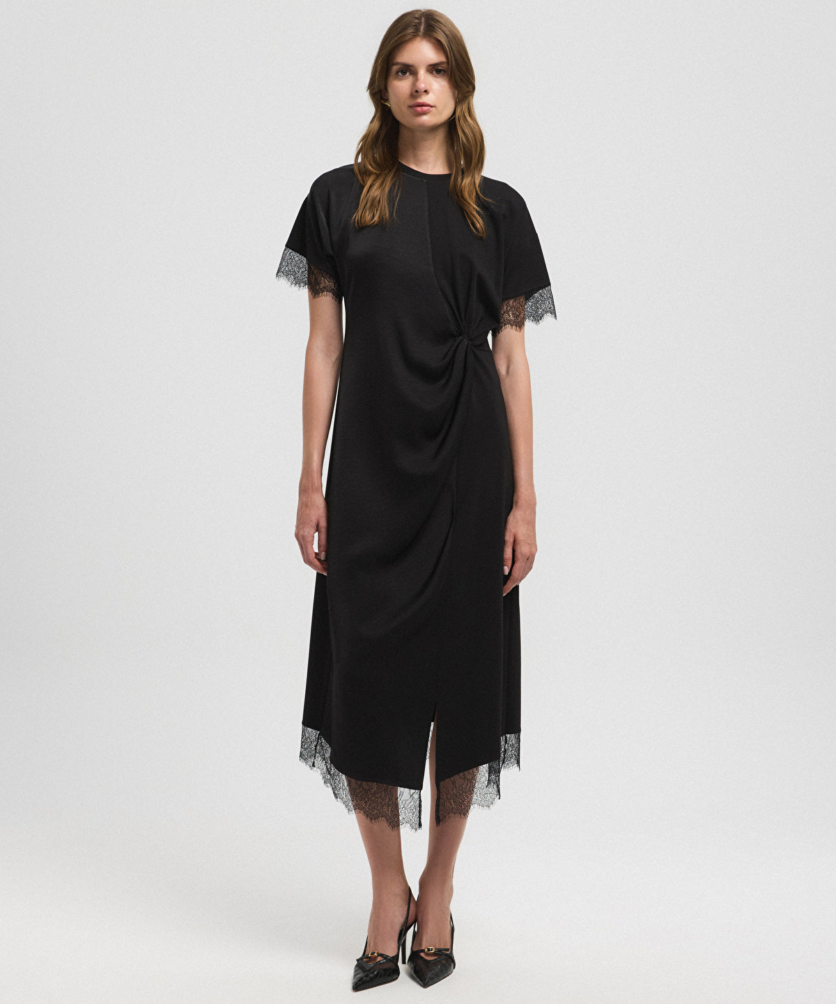 Zoomed Lace-Trimmed Dress