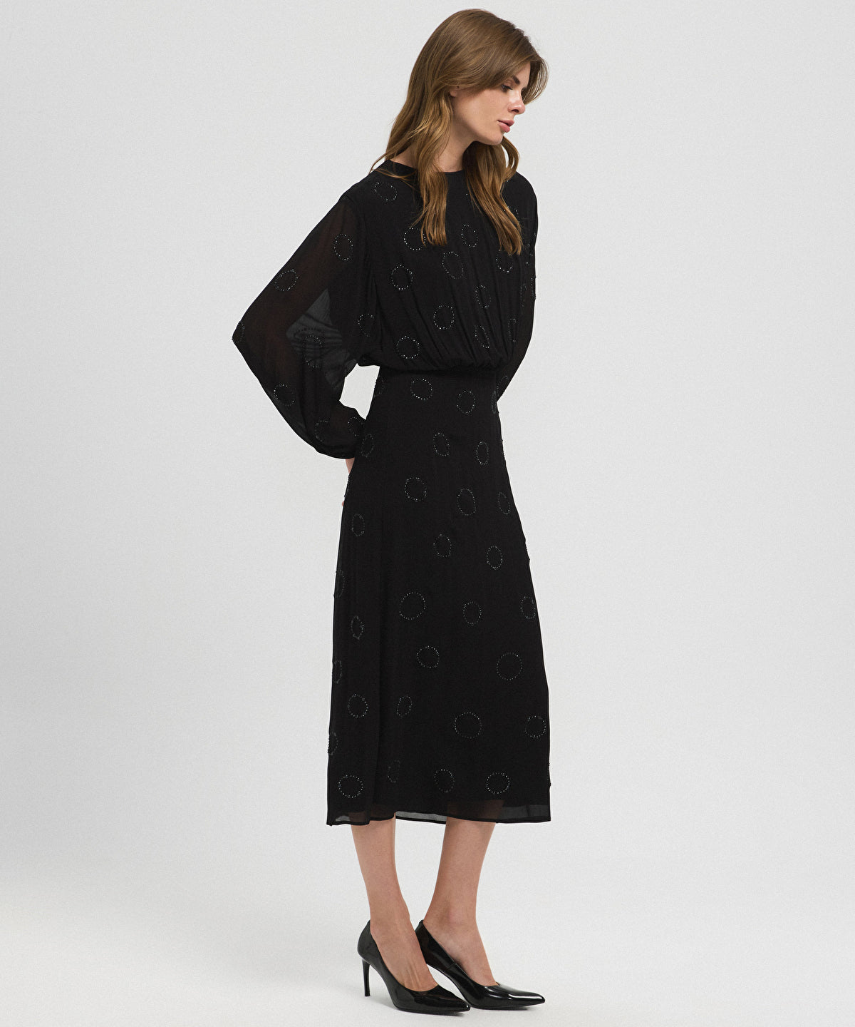 Zoomed Embellished Chiffon Dress
