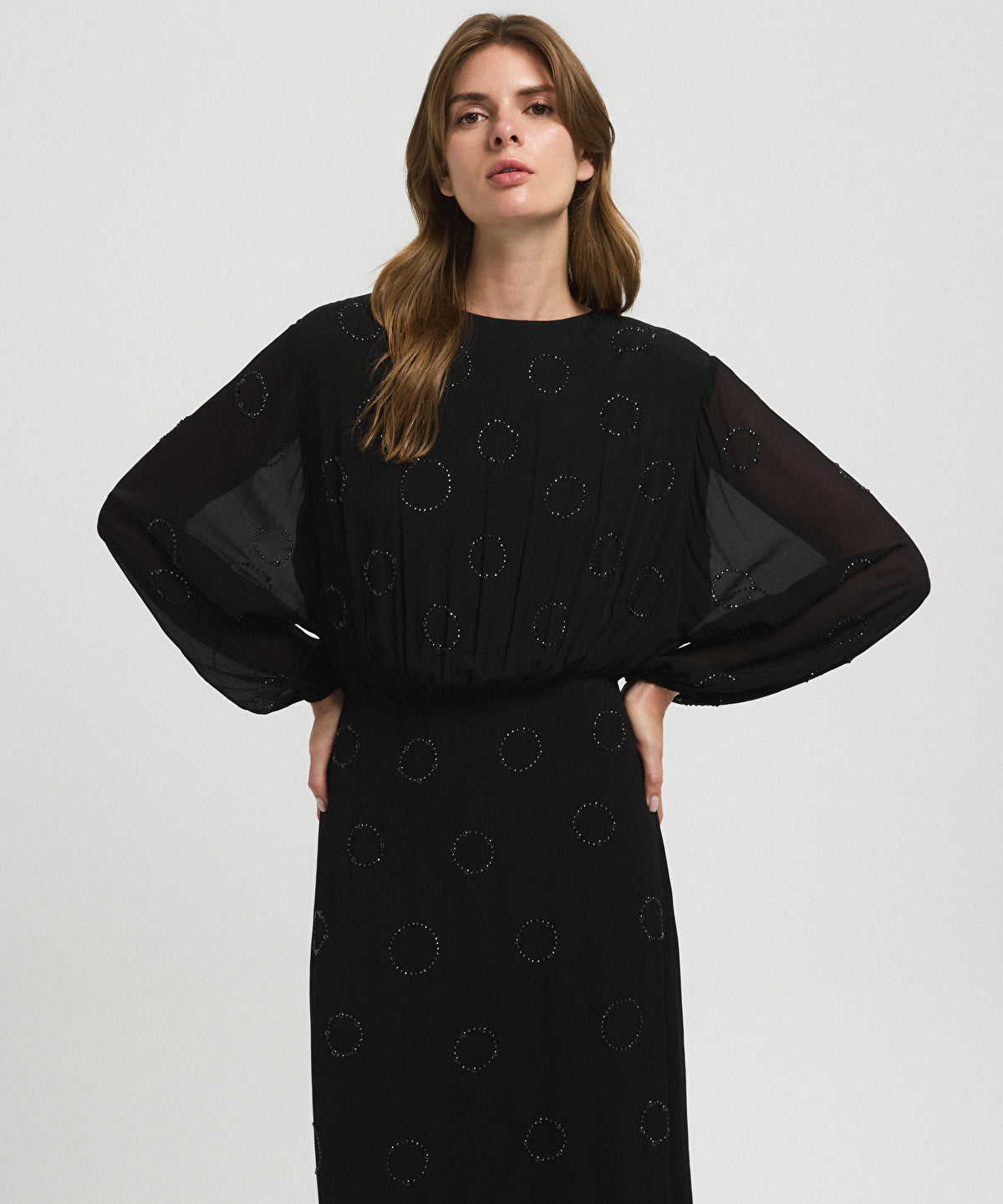 Zoomed Embellished Chiffon Dress