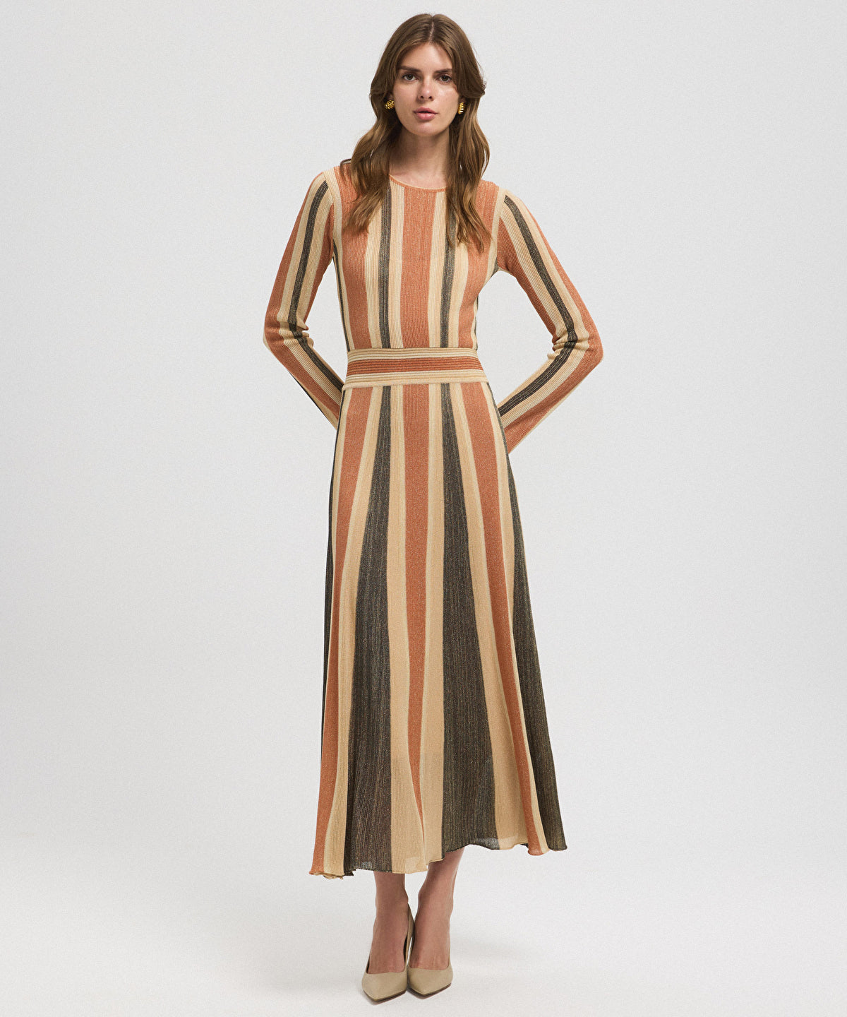 Color-Block Lurex Knit Maxi Dress