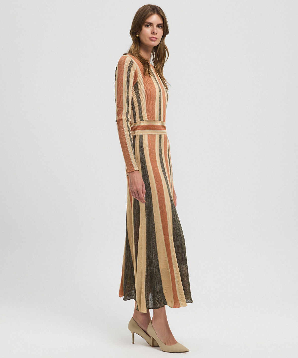 Zoomed Color-Block Lurex Knit Maxi Dress