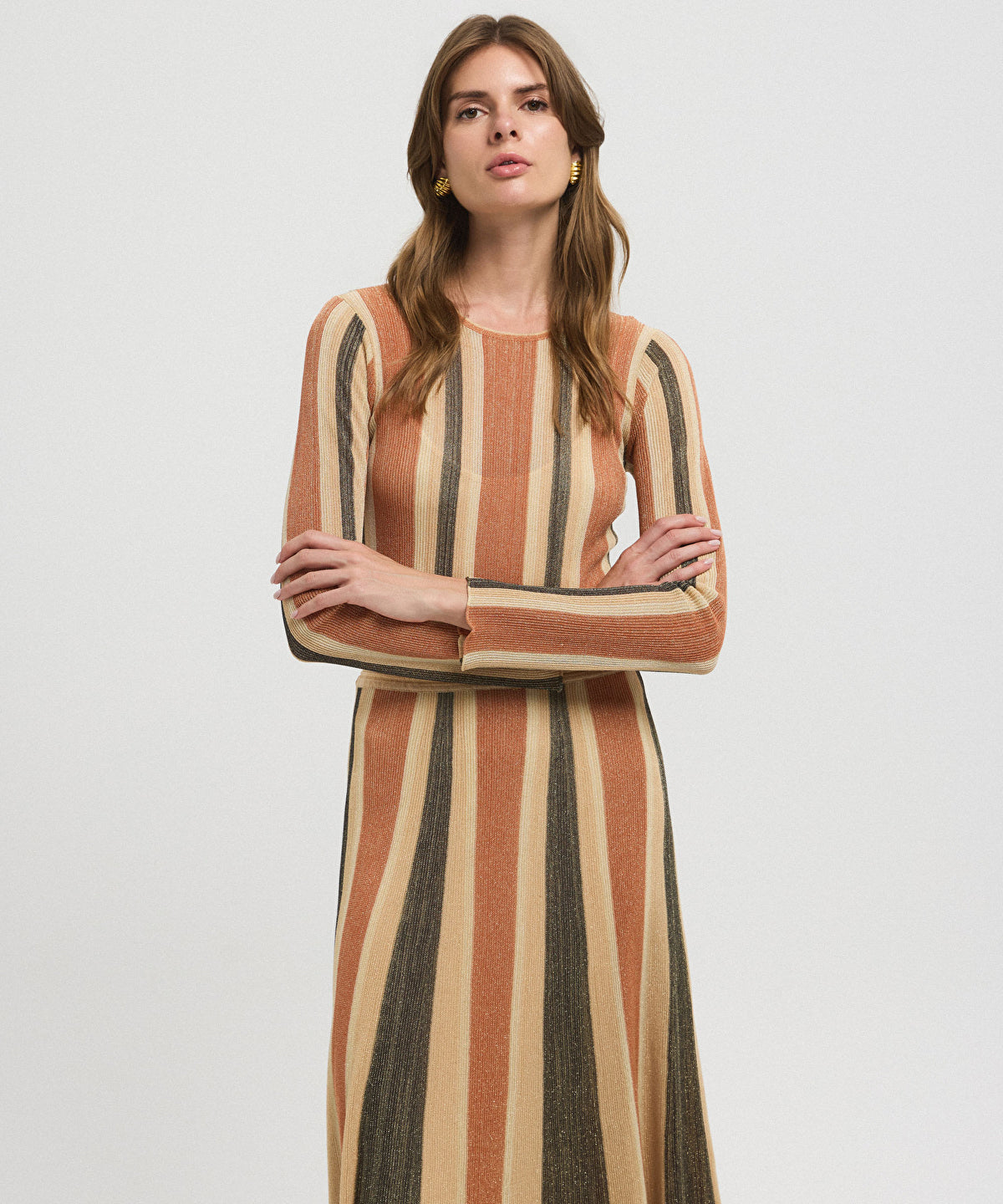 Color-Block Lurex Knit Maxi Dress