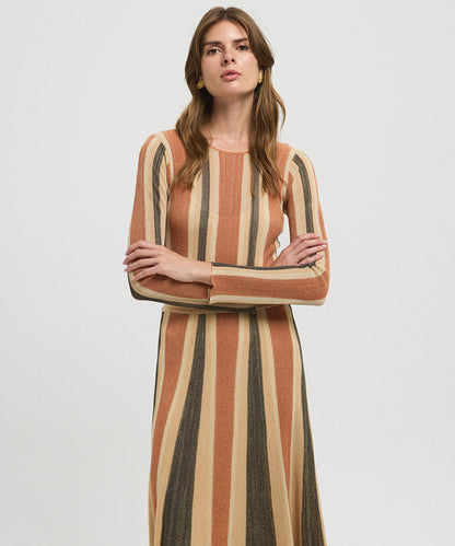 Color-Block Lurex Knit Maxi Dress