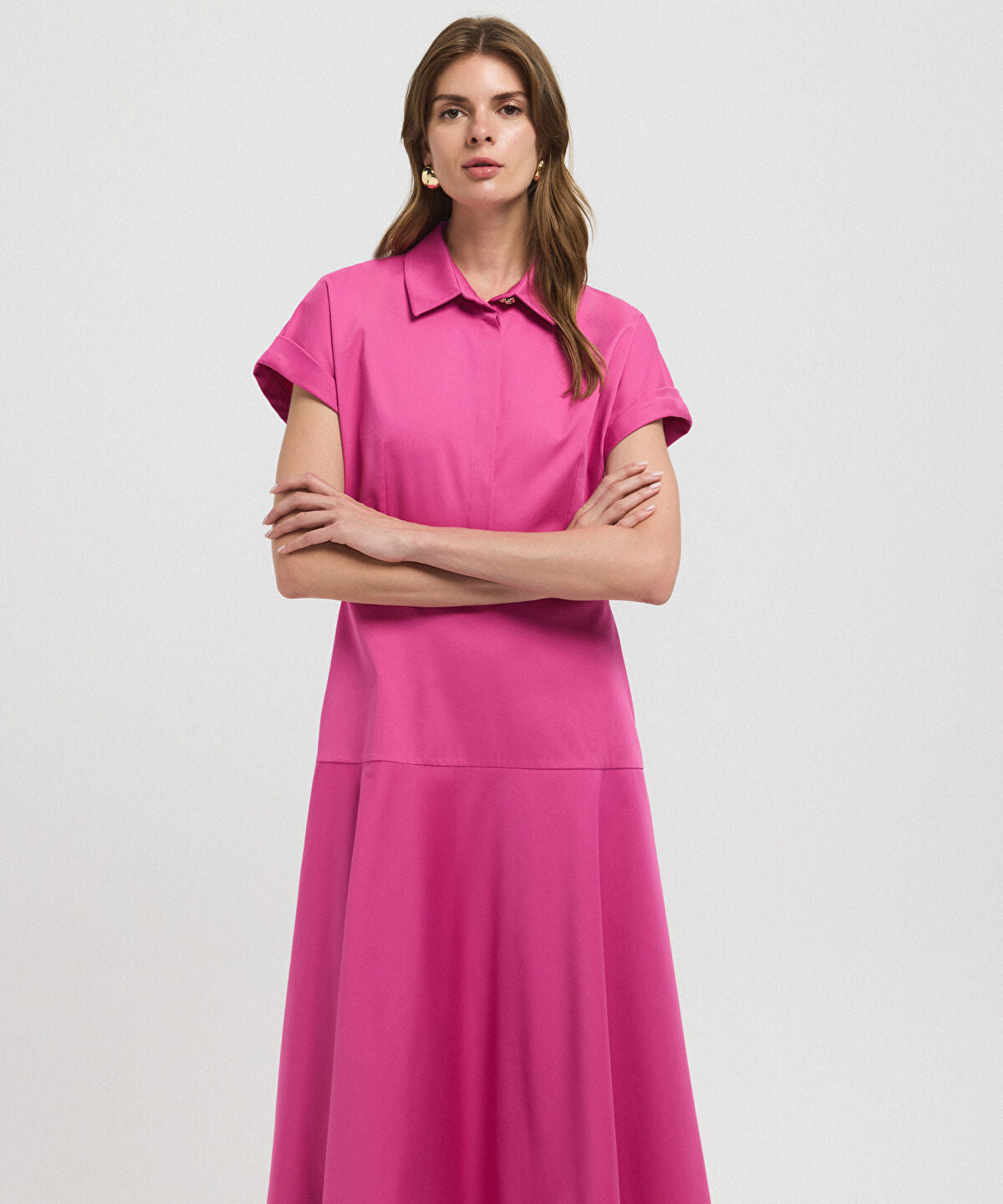 Buttoned A-Line Shirt Dress pekyol Buttoned A-Line Shirt Dress pekyol