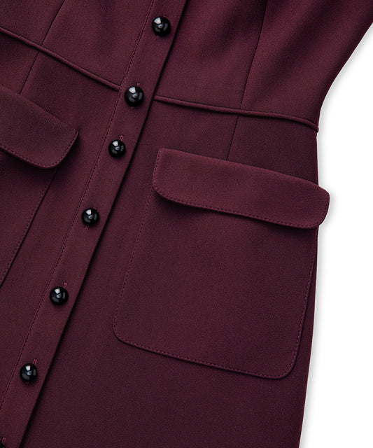 Contrast Button Midi Dress