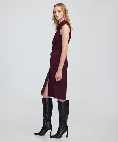 Contrast Button Midi Dress