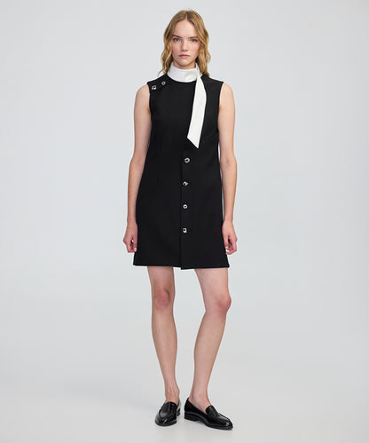 Jewel-Button Color-Block Dress