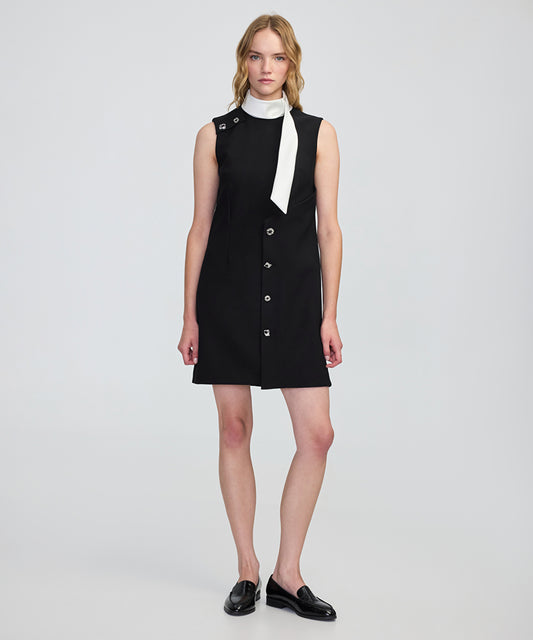 Jewel-Button Color-Block Dress