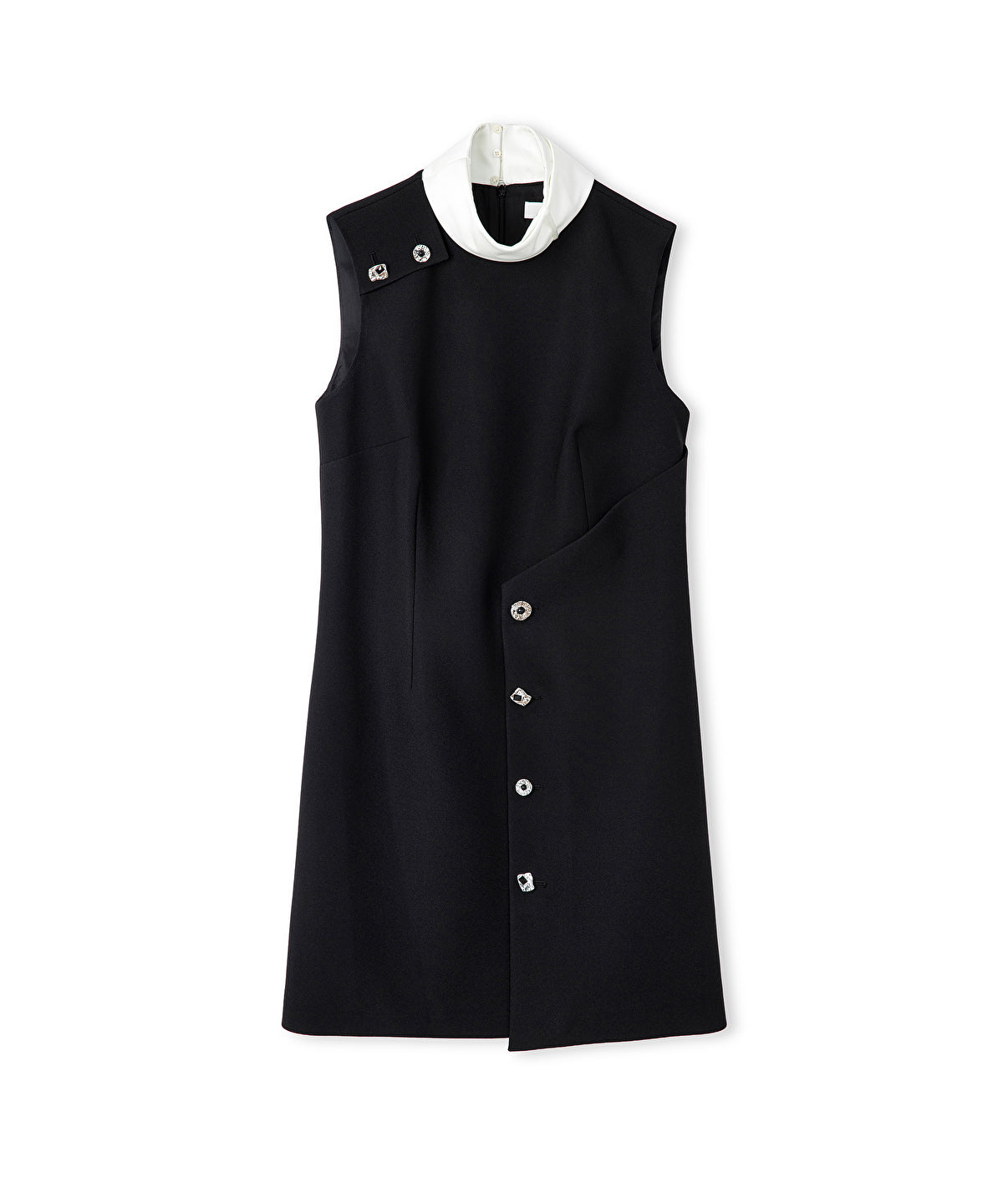 Zoomed Jewel-Button Color-Block Dress