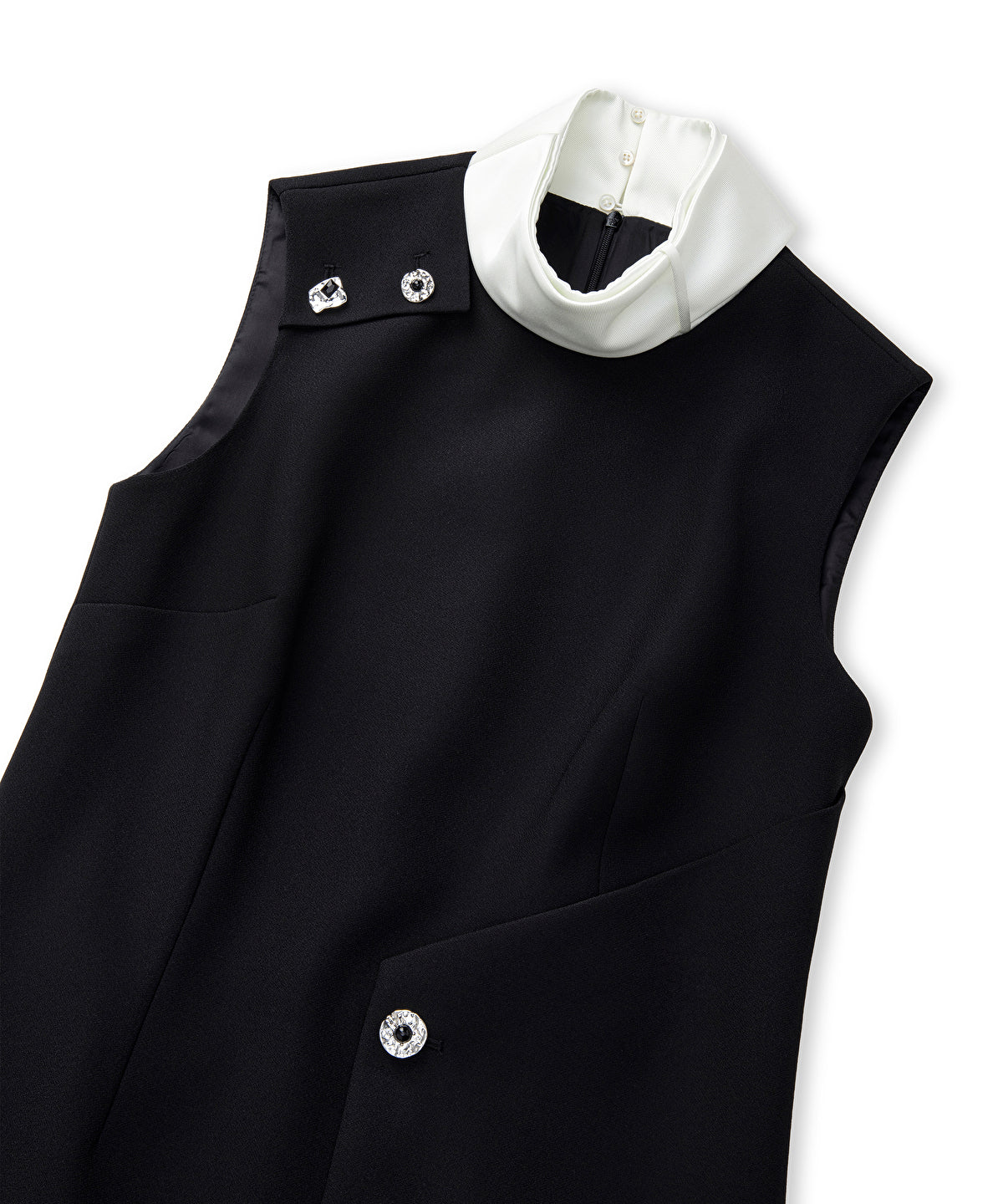 Jewel-Button Color-Block Dress