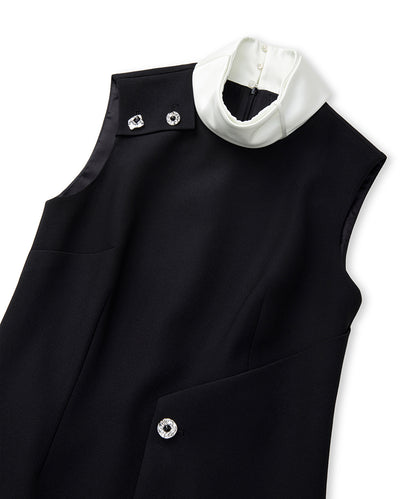 Jewel-Button Color-Block Dress