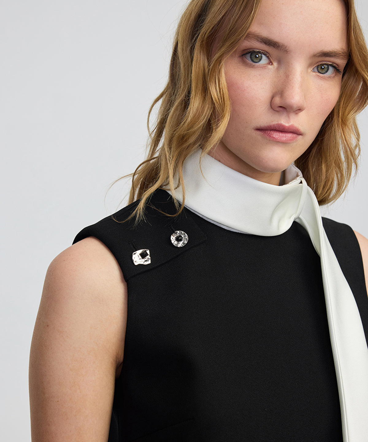 Jewel-Button Color-Block Dress