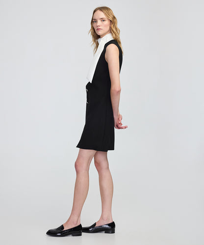 Jewel-Button Color-Block Dress