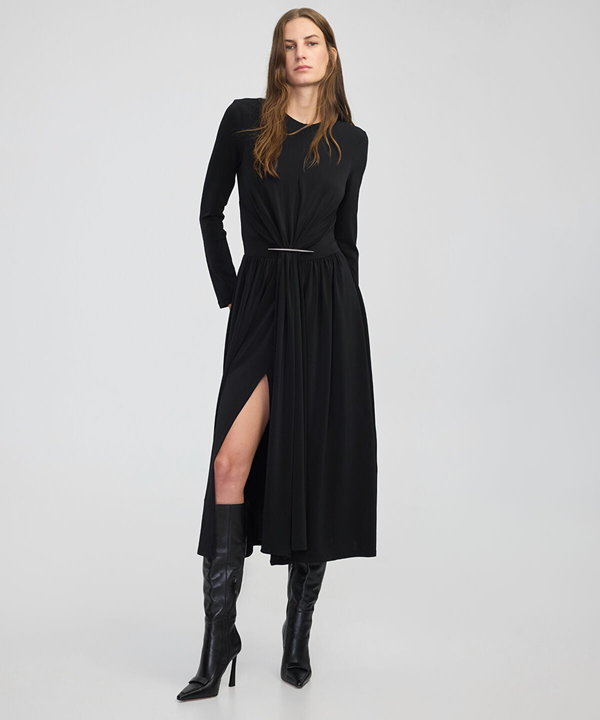 Zoomed Gathered Jersey Dress