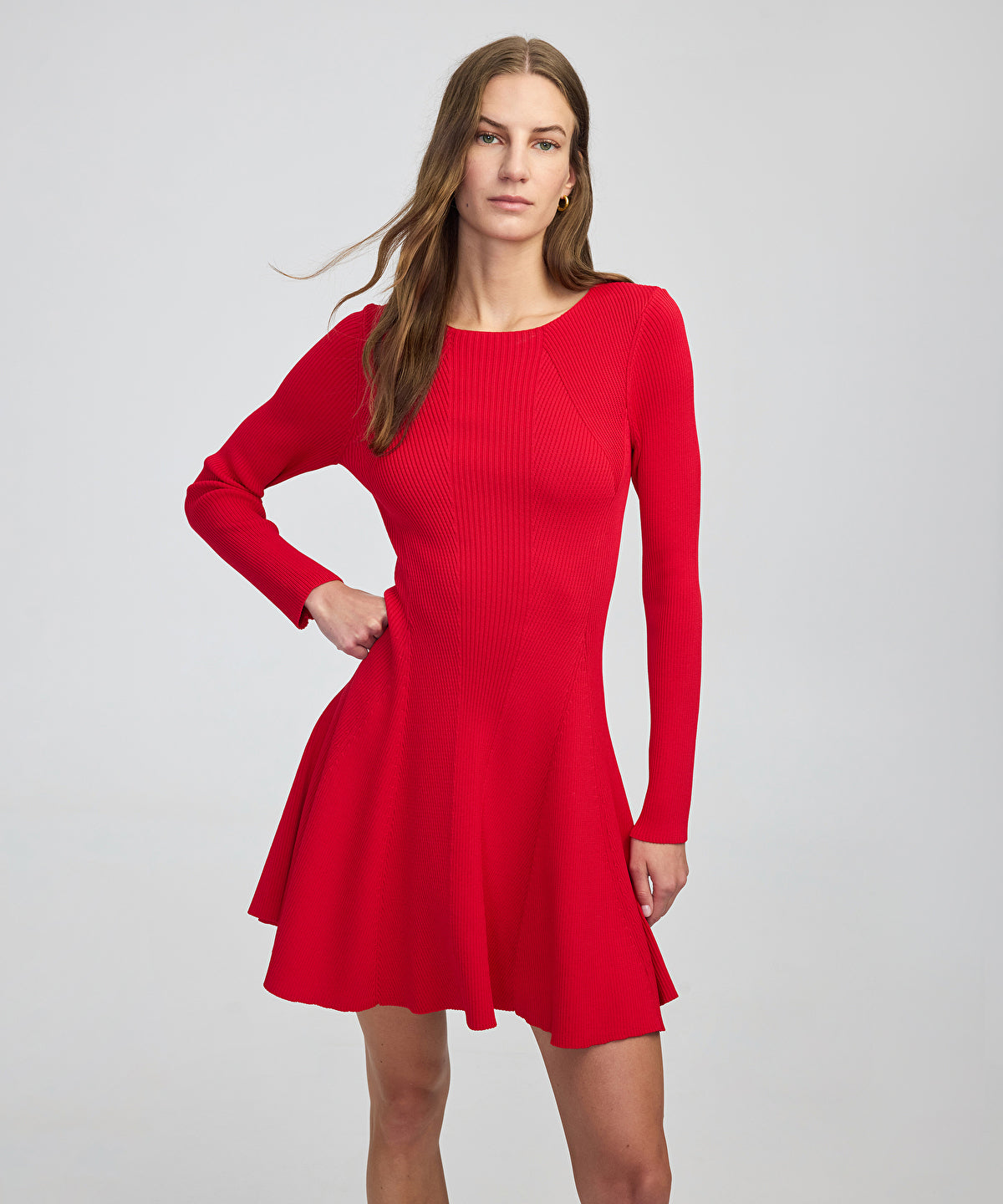 Zoomed Ribbed Knit Dress