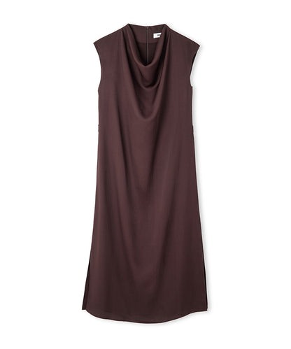 Gold-Buckle Belted Midi Dress