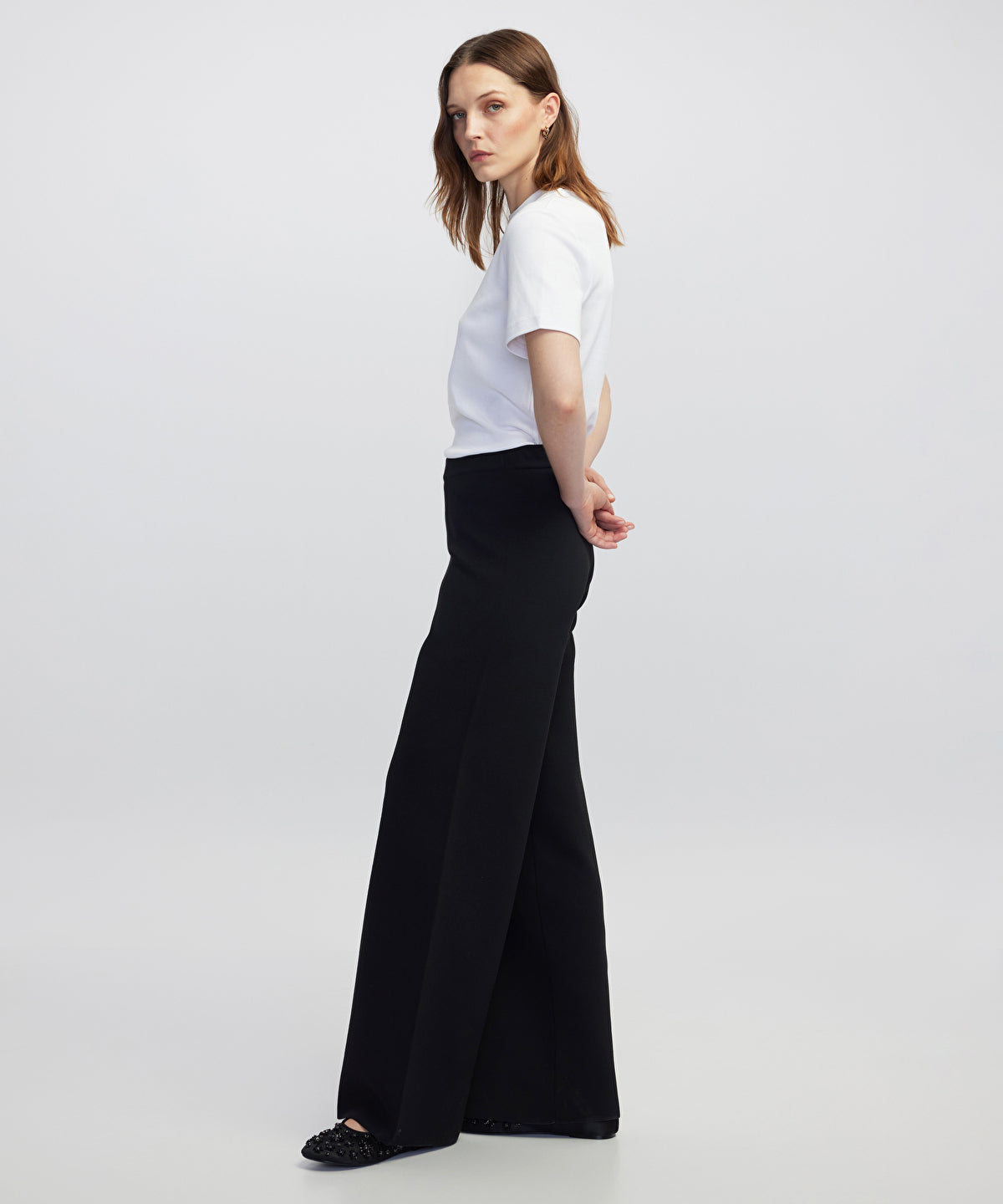 Wide-Leg Knit Trousers