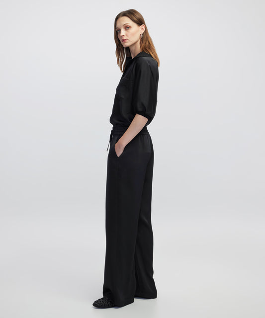 Elastic Waist Wide Leg Trousers