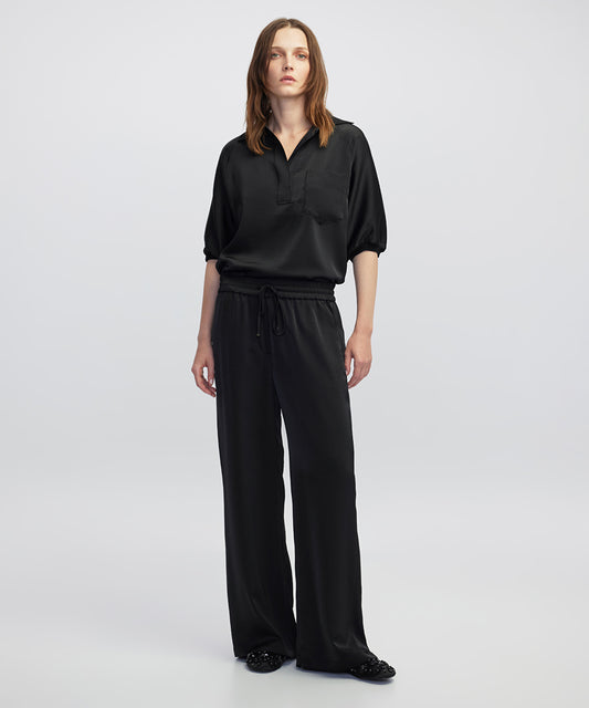 Elastic Waist Wide Leg Trousers