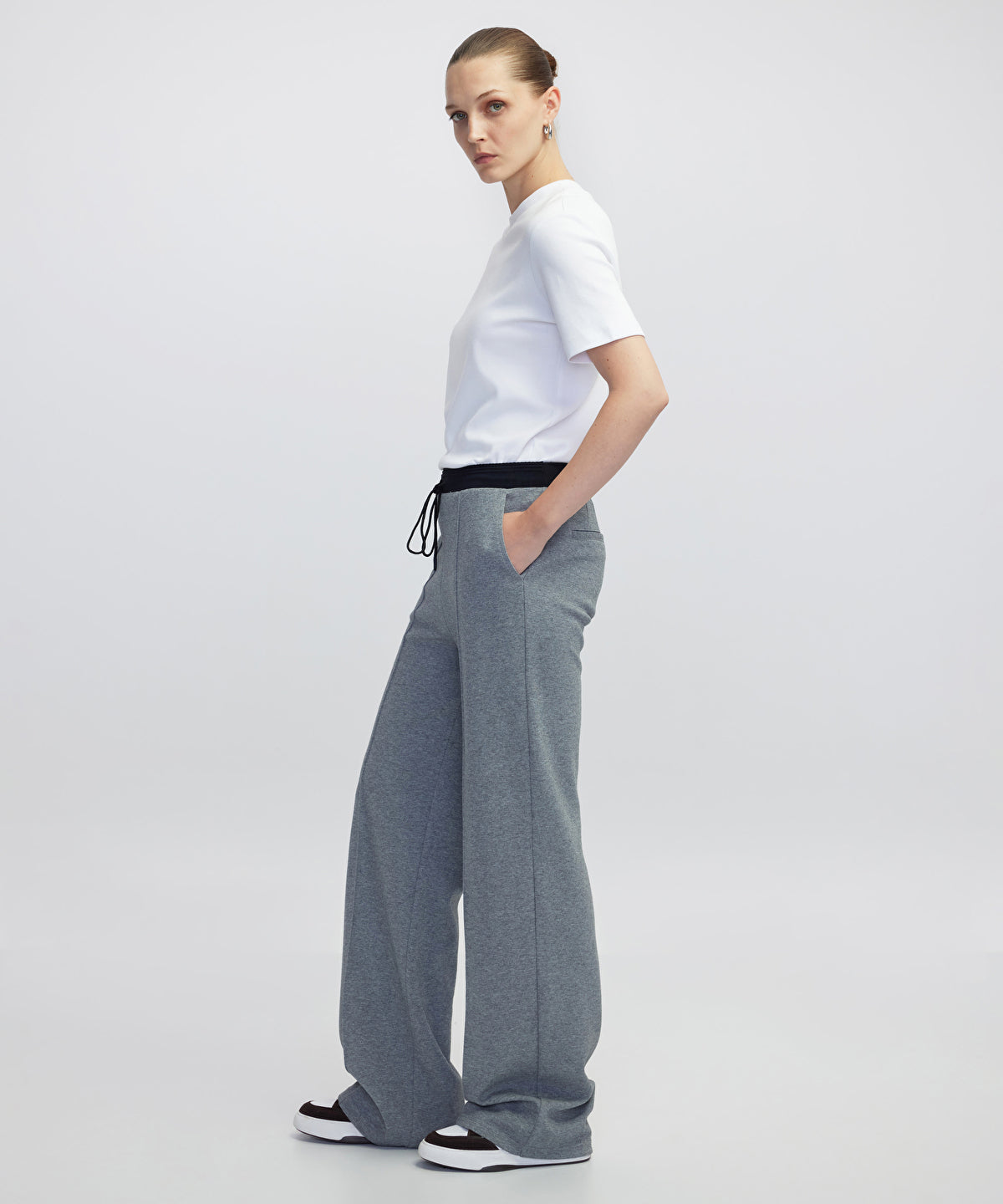 Mixed Media Color-Block Trousers