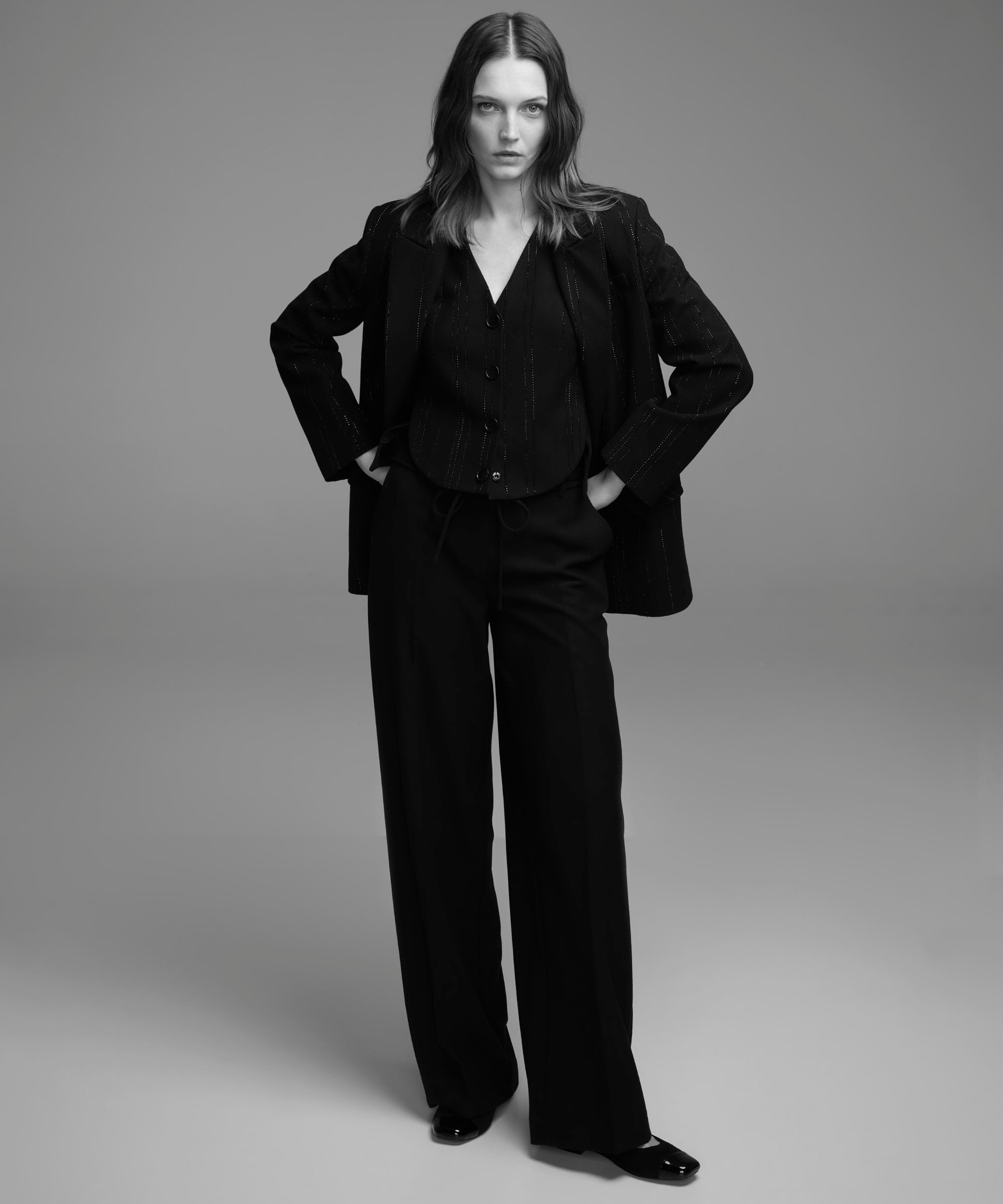 Tie Waist Wide Leg Fit Trousers