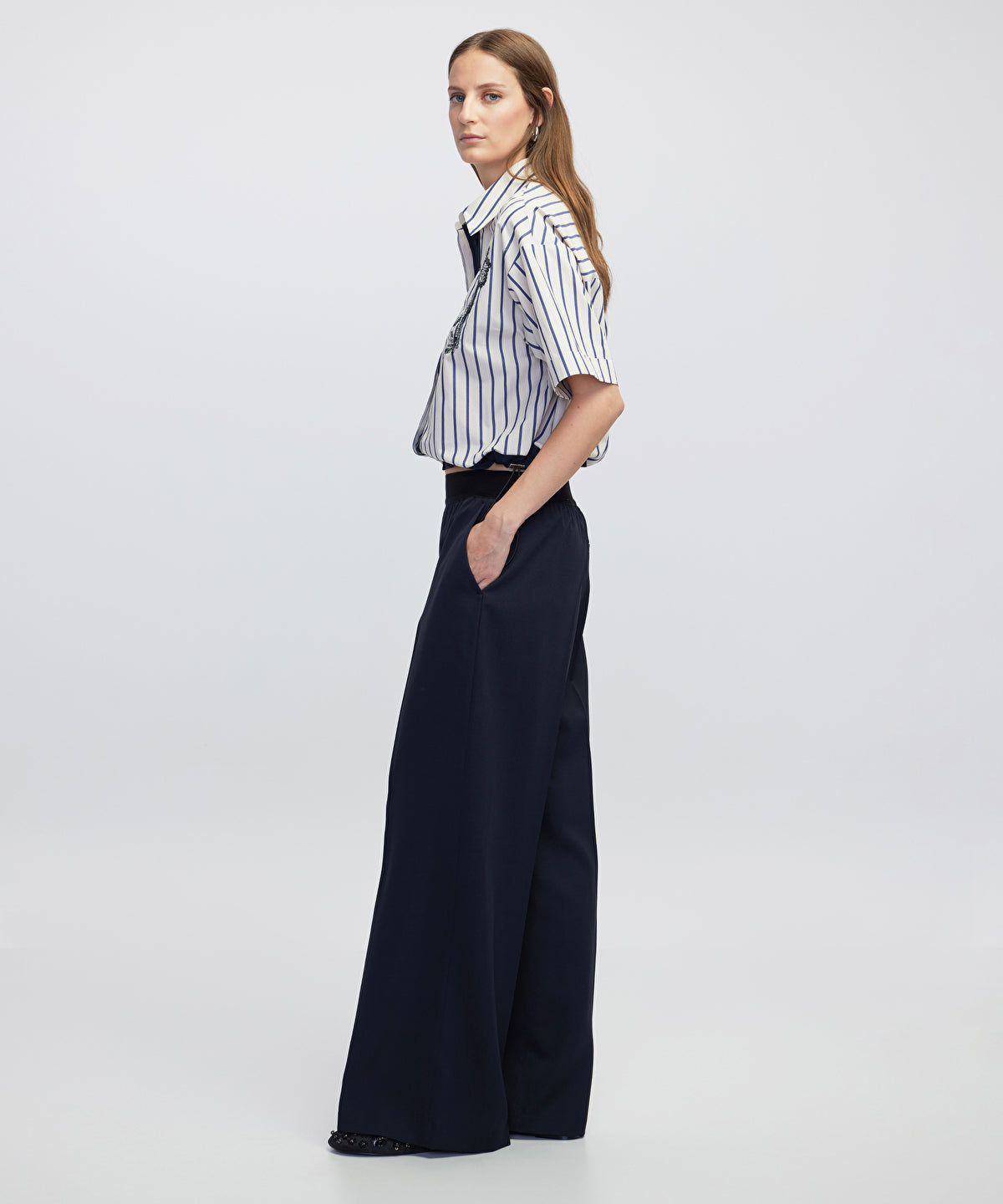 Zoomed Mixed Media Trousers