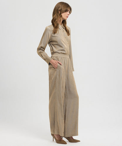 Textured Wide-Leg Trousers