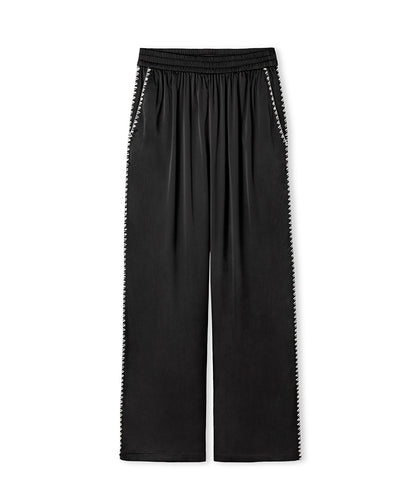 Strass-Trim Wide-Leg Trousers