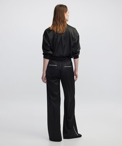 Strass-Trim Wide-Leg Trousers