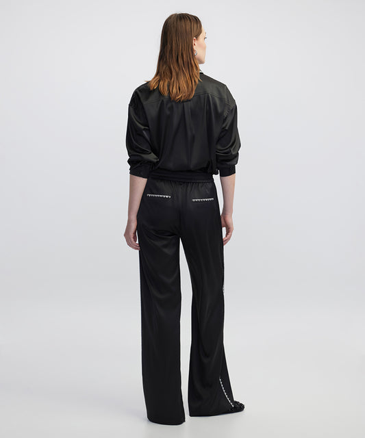 Strass-Trim Wide-Leg Trousers