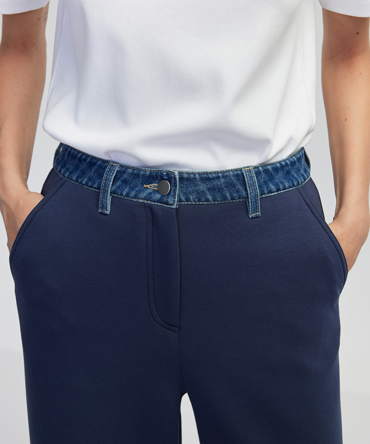 Denim-Trimmed Trousers