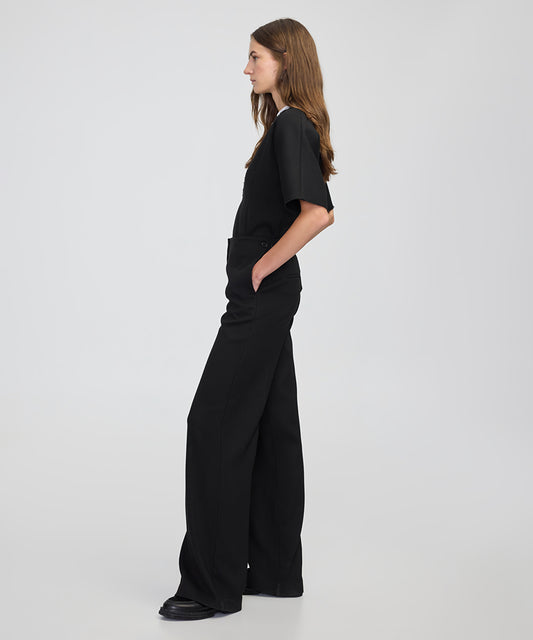 Wide-Leg Trousers with Buttons