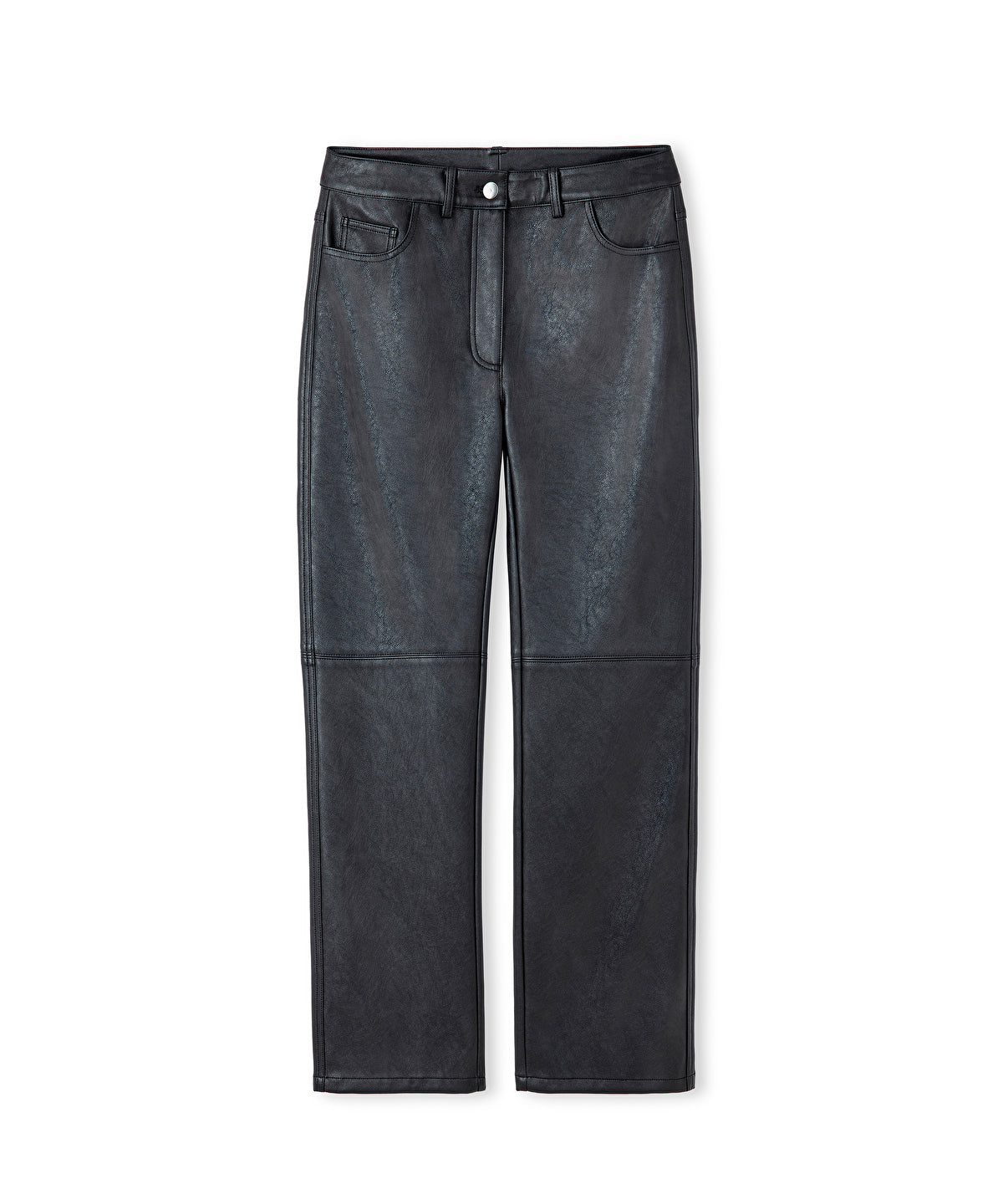 Zoomed Leather-Effect Straight-Leg Trousers