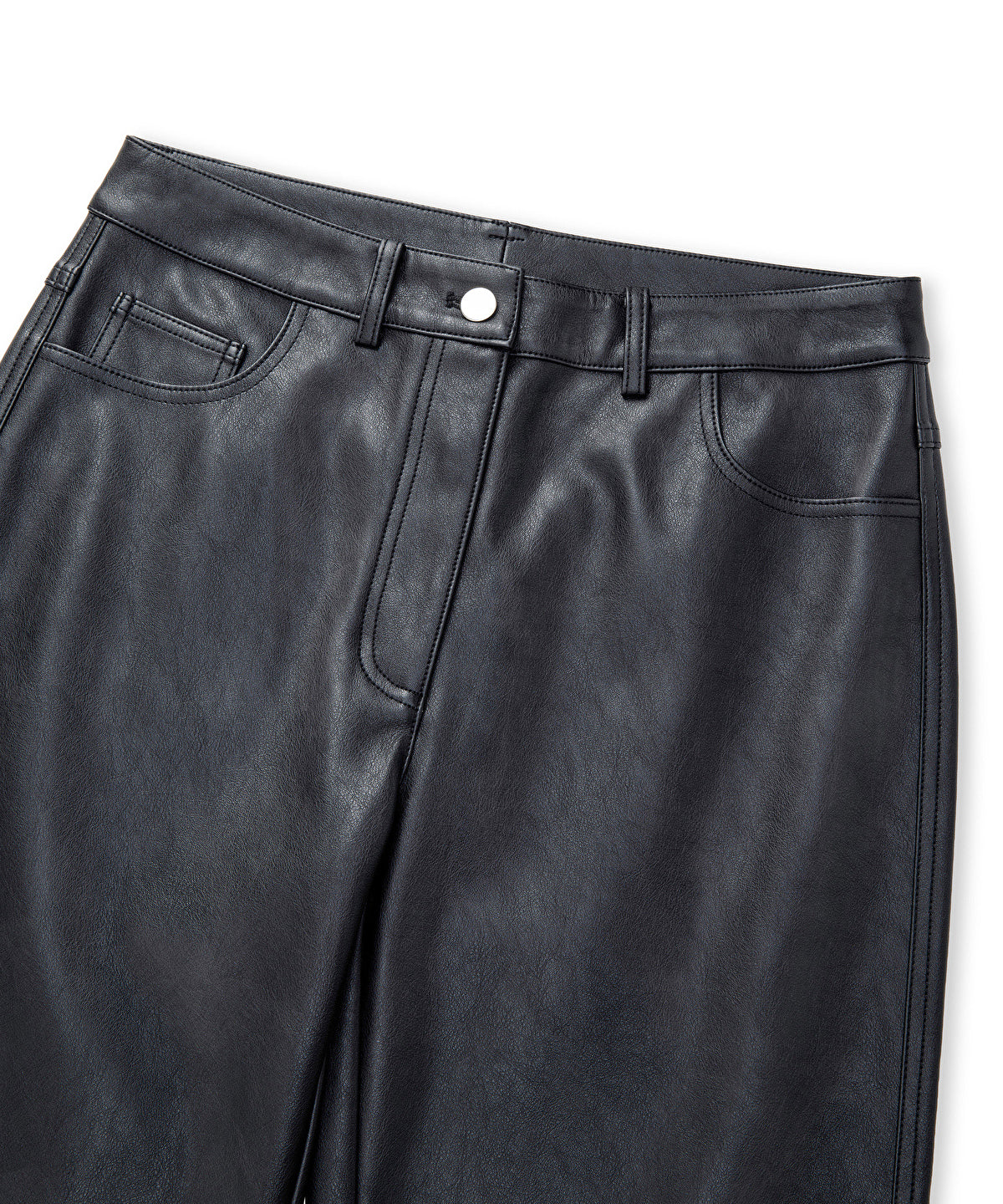 Zoomed Leather-Effect Straight-Leg Trousers