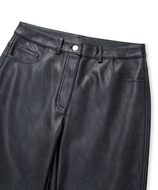 Leather-Effect Straight-Leg Trousers