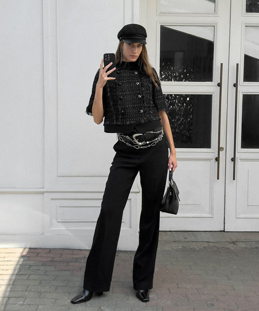 Mixed Straight-Leg Trousers