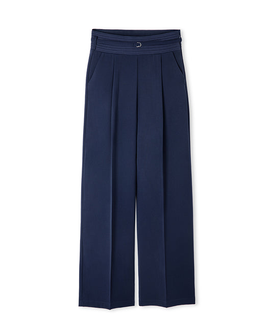 Mixed Wide-Leg Trousers with Belt