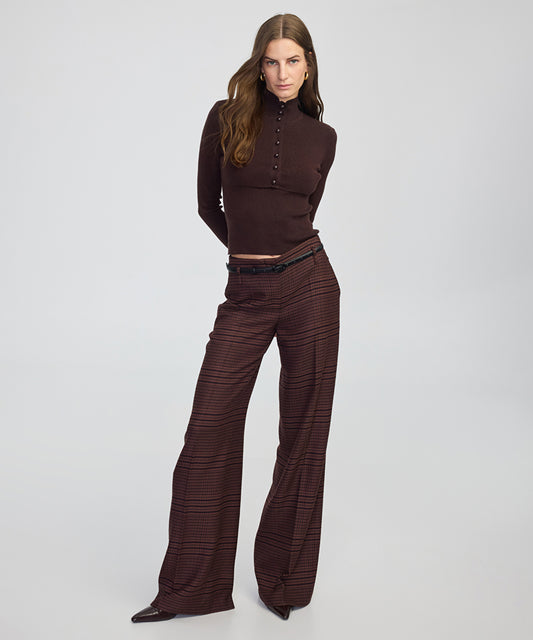 Plaid Wide-Leg Trousers