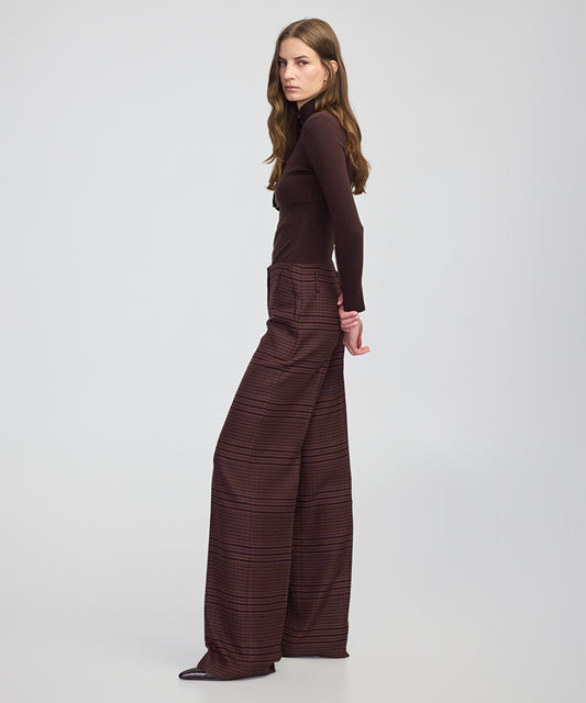 Plaid Wide-Leg Trousers