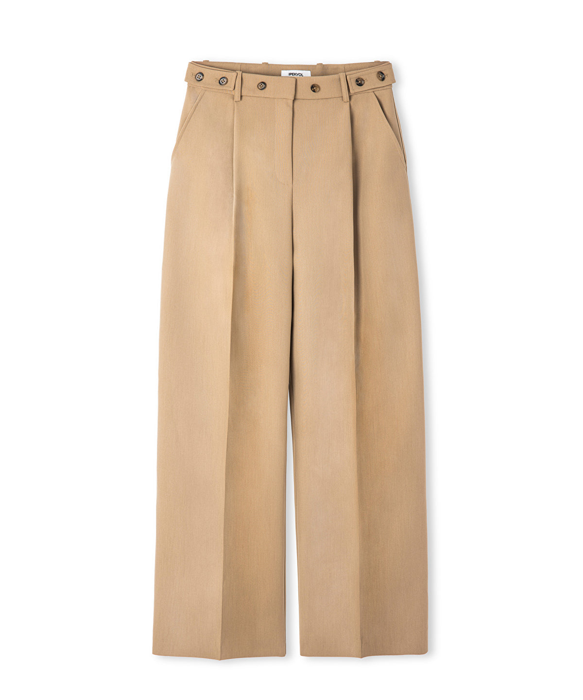 Zoomed Buttoned Wide-Leg Trousers