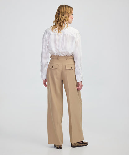 Buttoned Wide-Leg Trousers