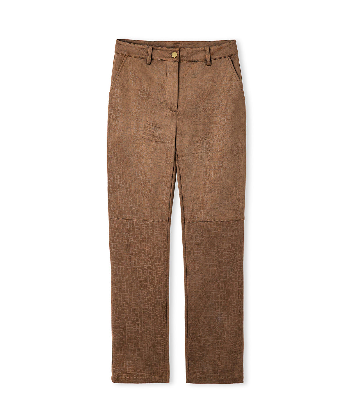 Croc-Effect Straight-Leg Trousers