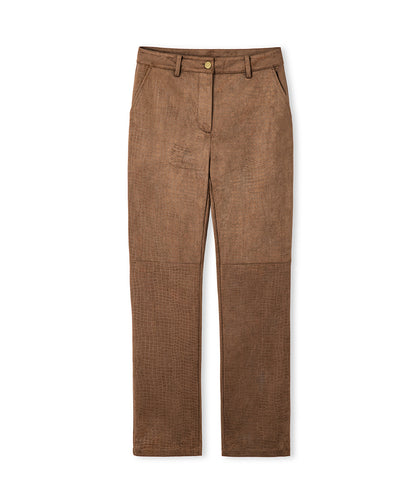 Croc-Effect Straight-Leg Trousers