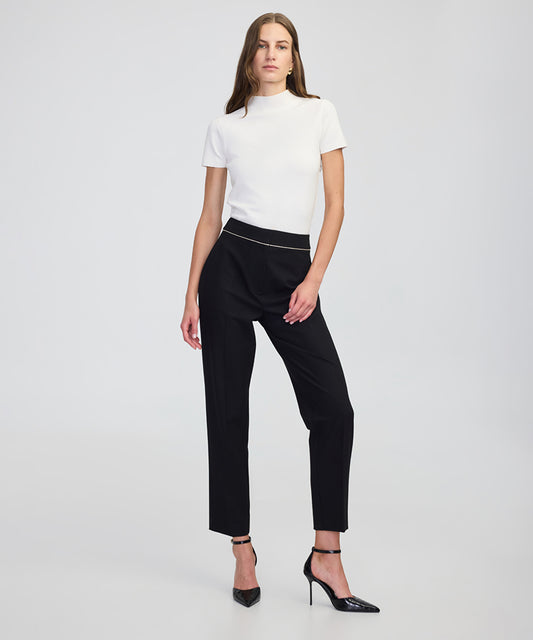 Contrast-Piping Cigarette Trousers