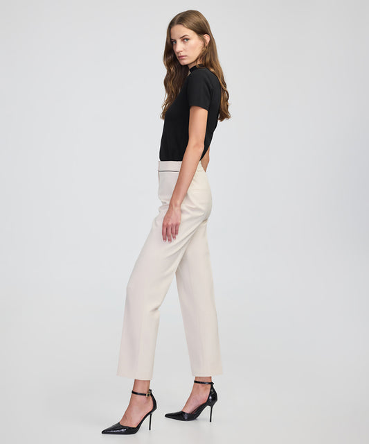 Contrast-Piping Cigarette Trousers